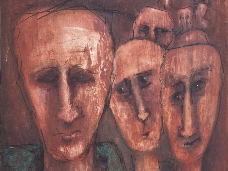 Walli Bauer, Begegnungen (Pigment auf Leinwand)