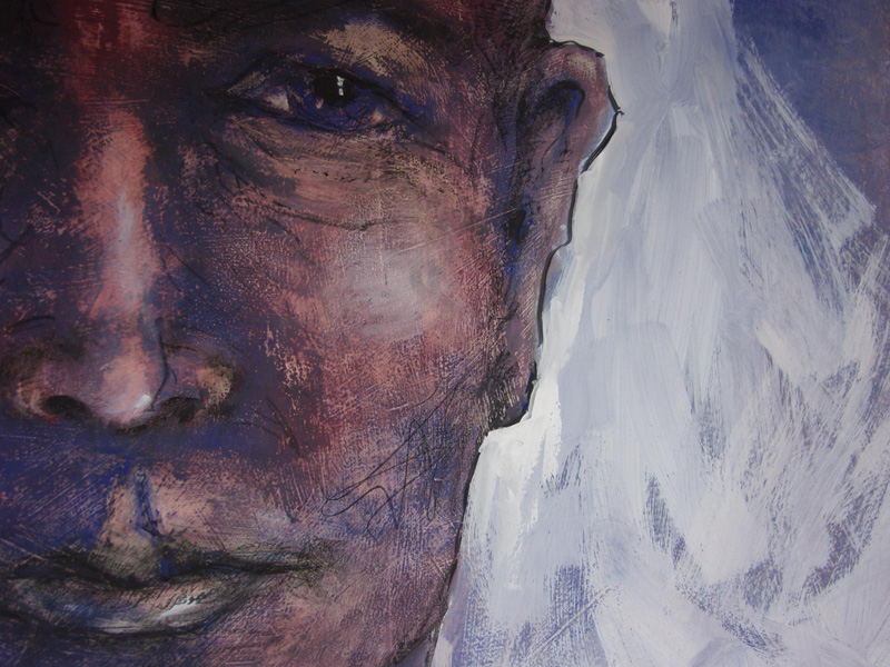 Walli Bauer, Begegnungen (Pigment auf Leinwand)