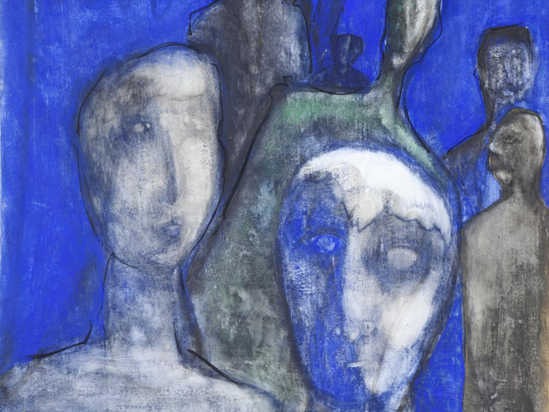 Walli Bauer, Begegnungen (Pigment auf Leinwand)