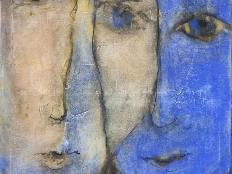 Walli Bauer, Begegnungen (Pigment auf Leinwand)